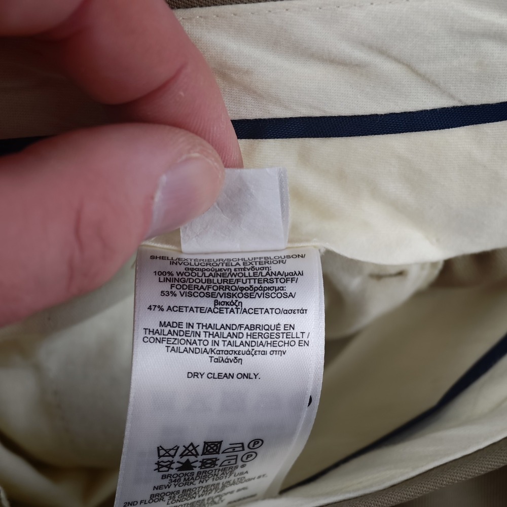 Brooks Brothers Madison Dress Pants Mens 35x32 Tan Pleated Cuffed 100% Wool - Picture 10 of 12